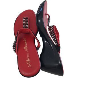 Athena Alexander Women's Red Slip on Thong Sandals, Size 8